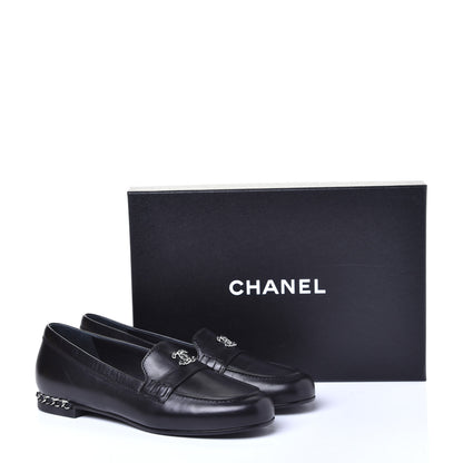 Chanel Calfskin CC Chain Mocassin Loafers 38.5 Black 11 of 11