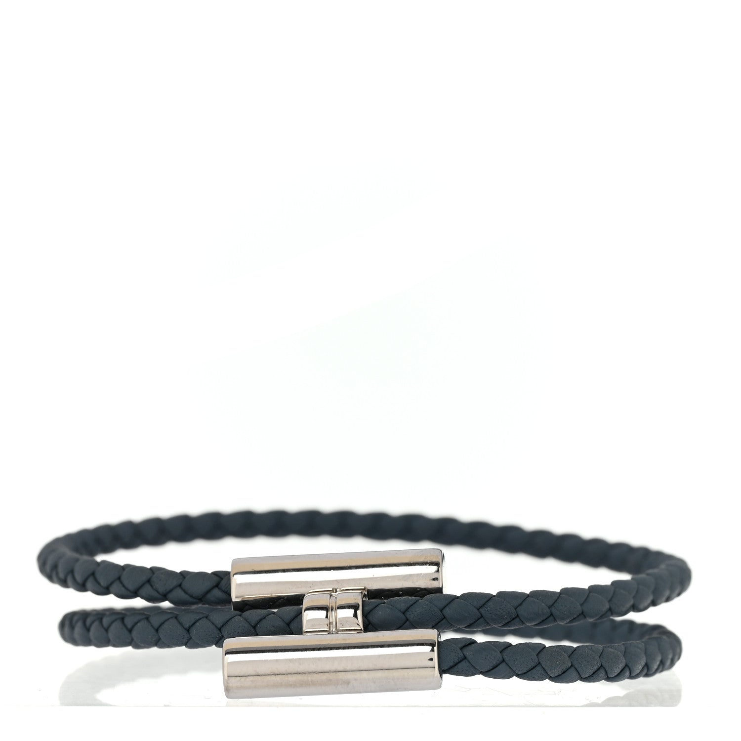 Hermes Swift Double Wrap Cord Tournis Tresse Bracelet T3 Bleu