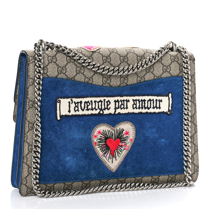 Gucci GG Supreme Monogram Embroidered Medium Dionysus Shoulder Bag Blue 3 of 10