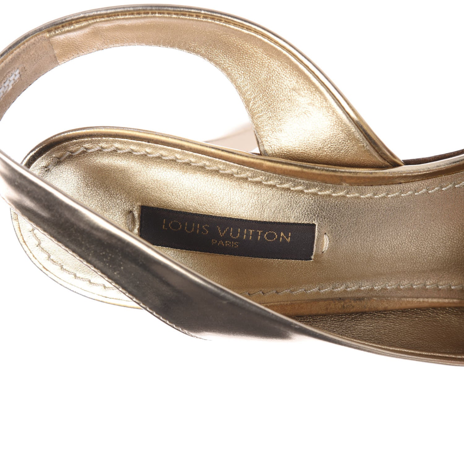Louis Vuitton Metallic Calfskin Slingback Pumps 36.5 Gold 6 of 13