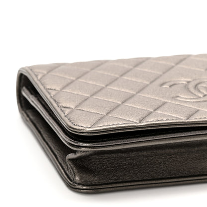 Chanel Metallic Goatskin Quilted Diamond CC Wallet On Chain WOC Pewter 10 of 12