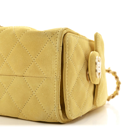 Chanel Suede Quilted Mini Chanel 25 Handbag Yellow 10 of 11