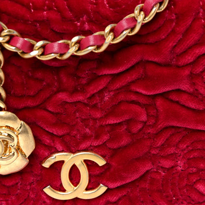Chanel Velvet Quilted Camellia Velvet Flap Coin Purse With Chain Fuchsia 8 of 15