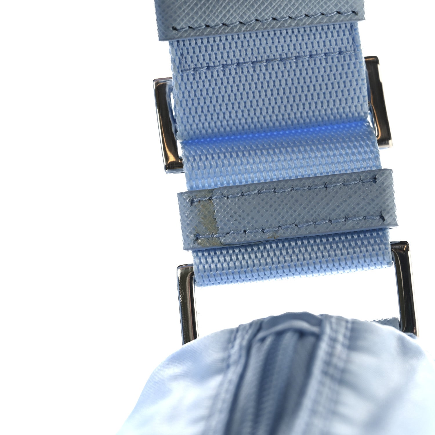 Prada Re-Nylon Vela Saffiano Pocket Double Buckle Messenger Shoulder Bag Celeste 10 of 11