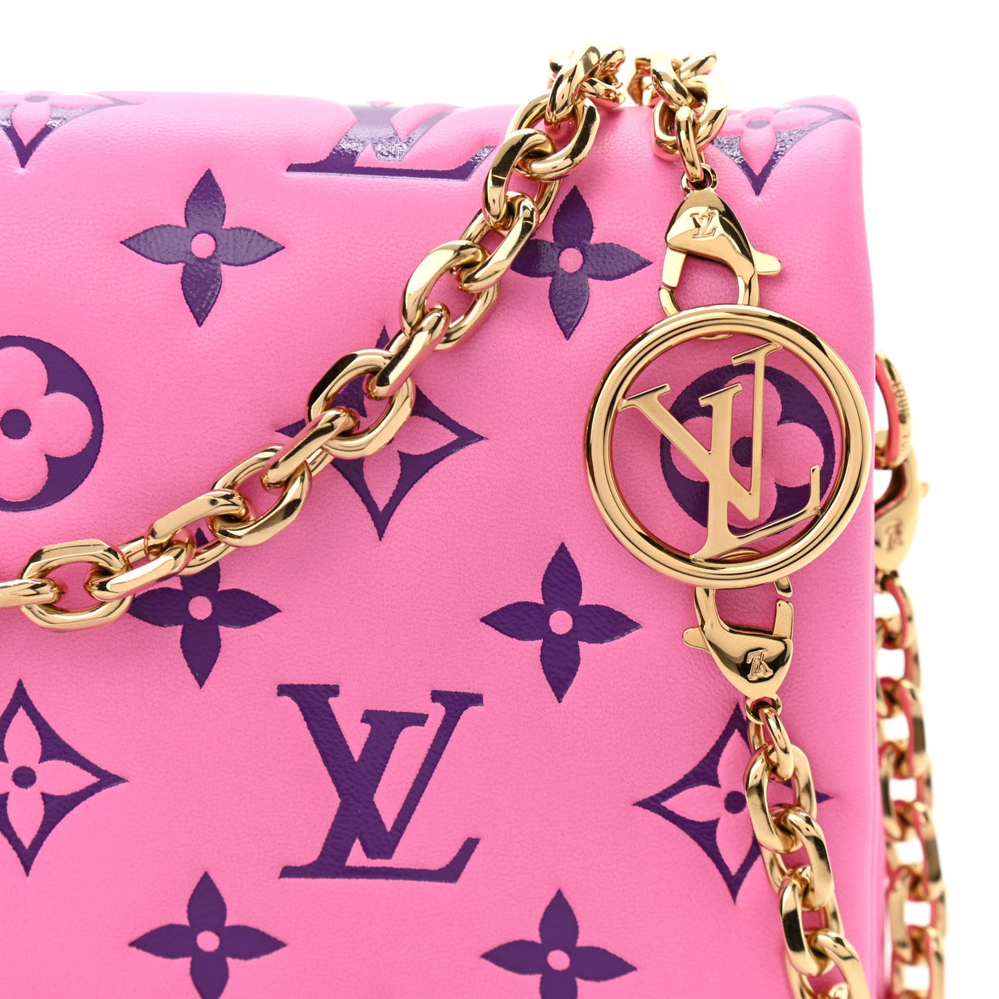 Lambskin Embossed Monogram Vuittamins Pochette Coussin Rose Violet