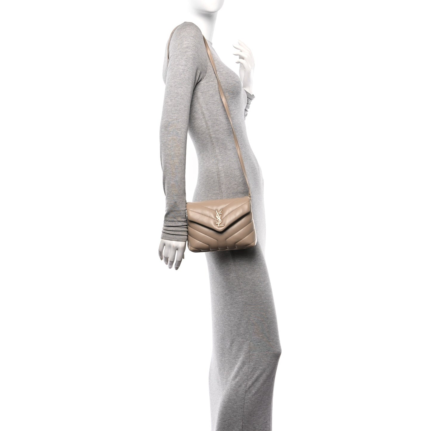 Calfskin Y Quilted Monogram Toy Loulou Crossbody Bag Dark Beige