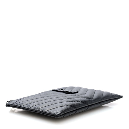 Saint Laurent Grain De Poudre Chevron Monogram Monochrome Bill Pouch Black 4 of 6