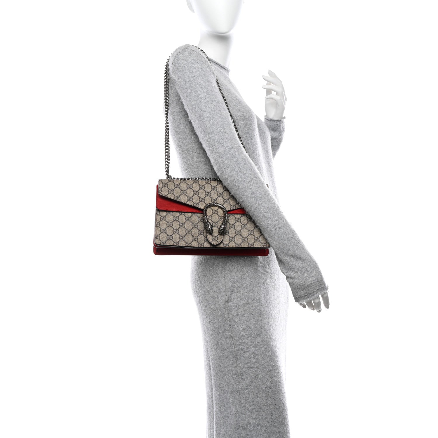 Gucci GG Supreme Monogram Small Dionysus Shoulder Bag Red 2 of 14