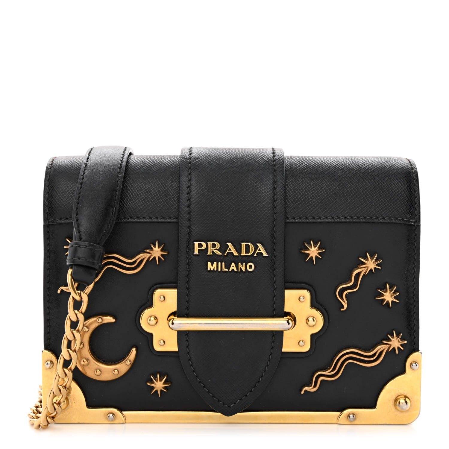 Prada City Calf Saffiano Cahier Astrology Bag Black 1 of 11