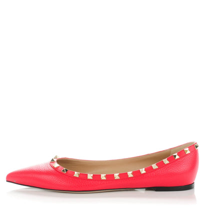 Valentino Garavani Pebbled Calfskin Rockstud Ballerina Flats 41.5 Rosso Valentino 1 of 8