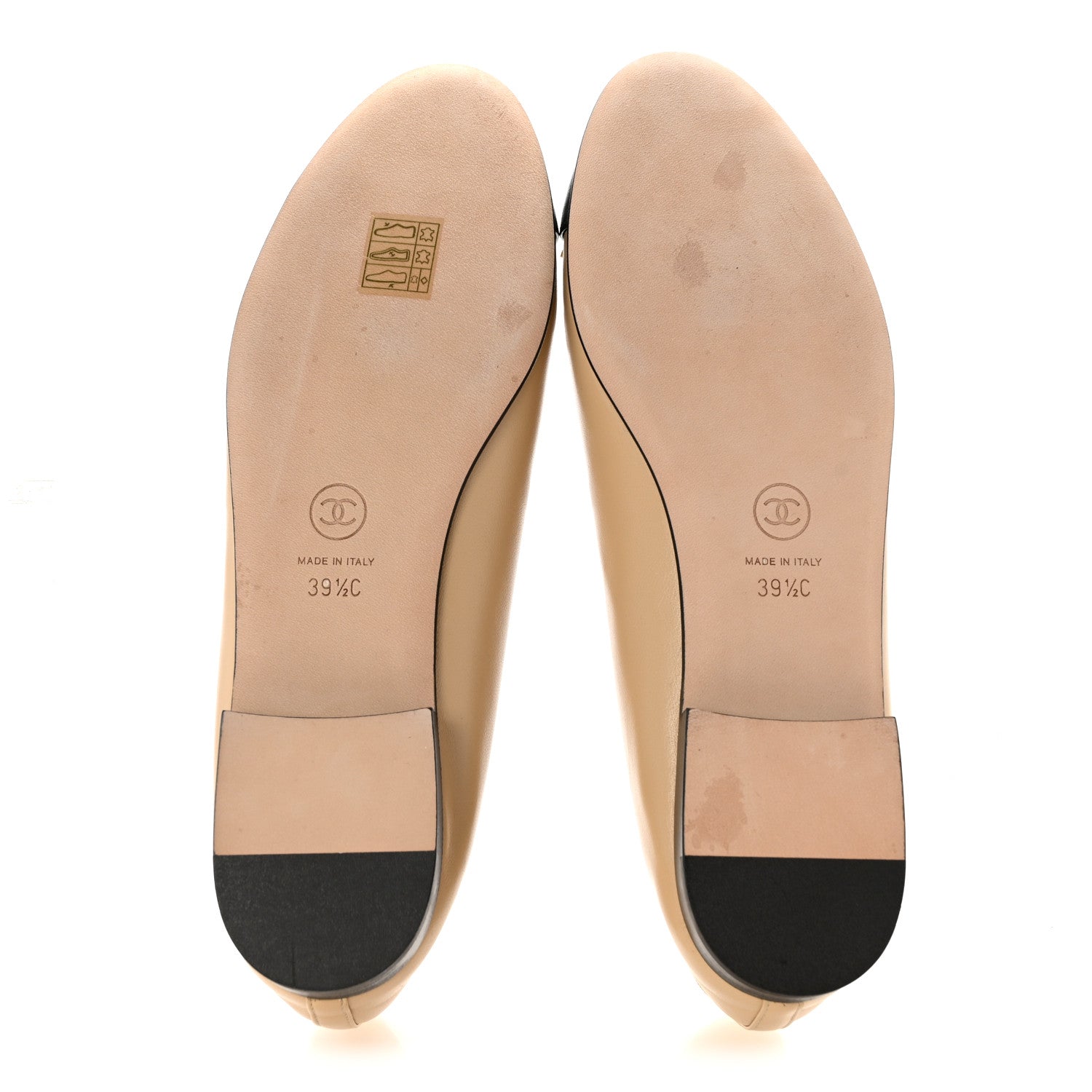Chanel Lambskin Cap Toe CC Ballerina Flats 39.5 Beige Black 6 of 10