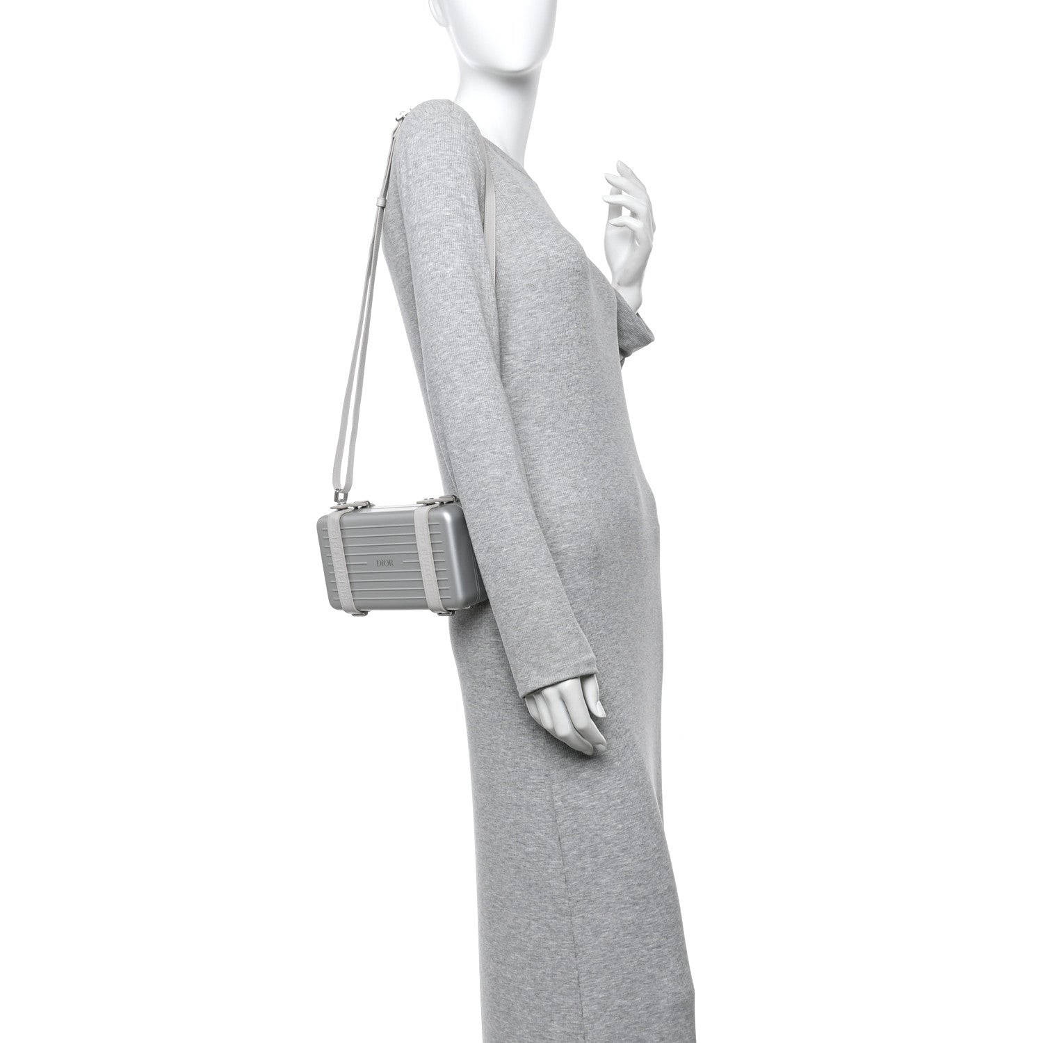 Christian Dior X RIMOWA Aluminum Personal Clutch On Strap Silver