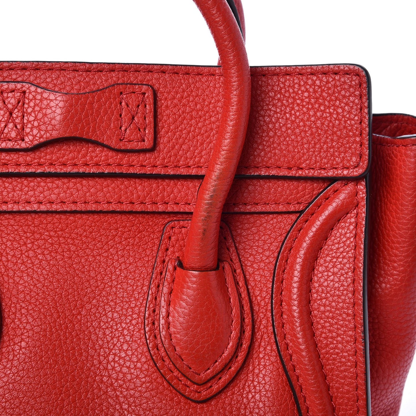 Drummed Calfskin Nano Luggage Coquelicot