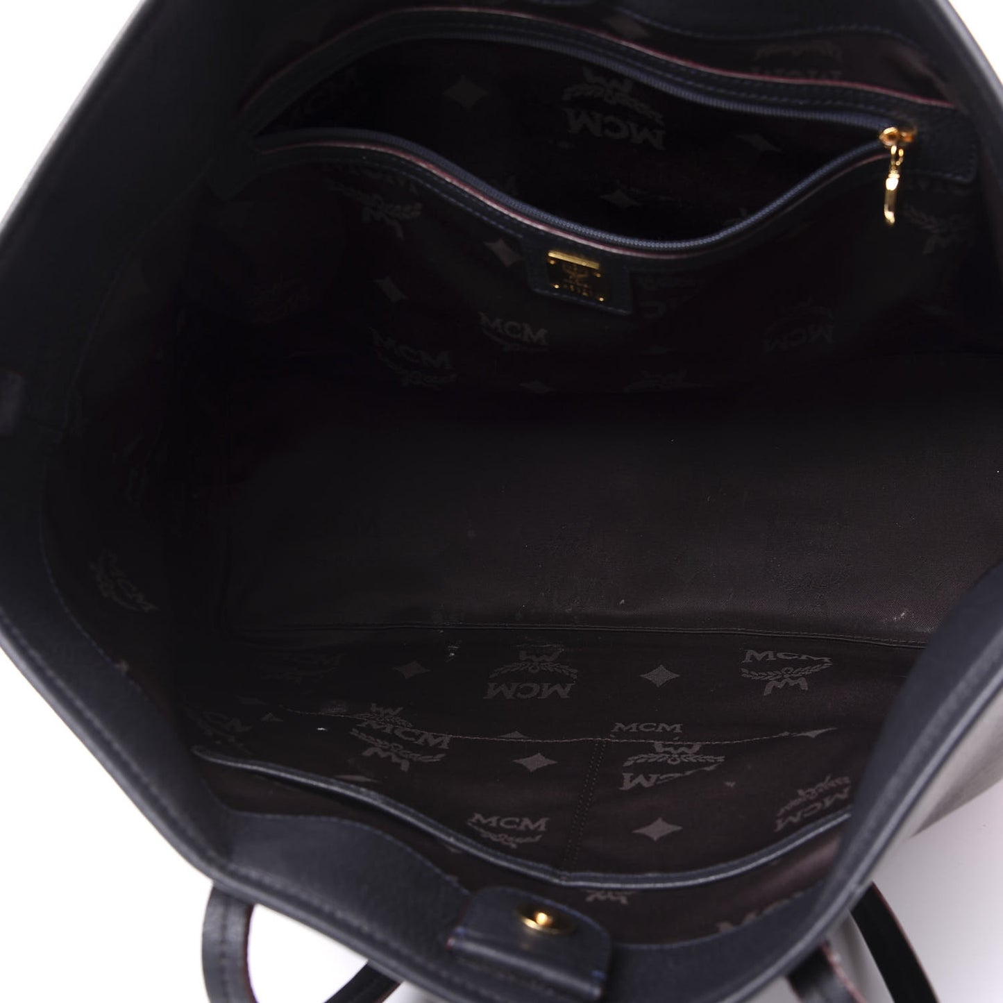 Visetos Calfskin Logo Medium Shopper Tote Dark Brown Dark Red