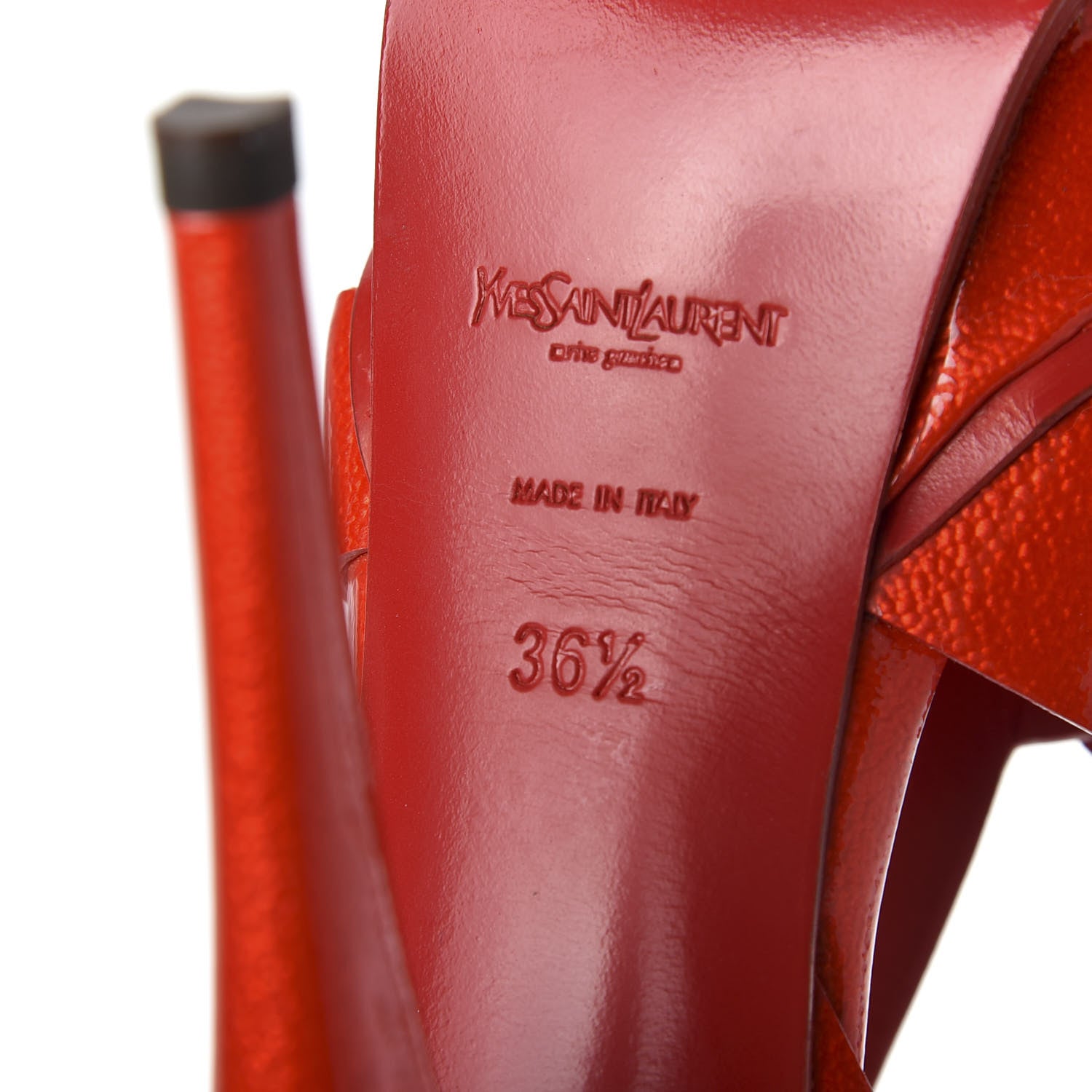 Saint Laurent Patent Tribute 105 Platform Sandals 36.5 Red 8 of 10