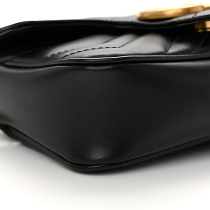 Gucci Calfskin Matelasse Super Mini GG Marmont Shoulder Bag Black 8 of 11