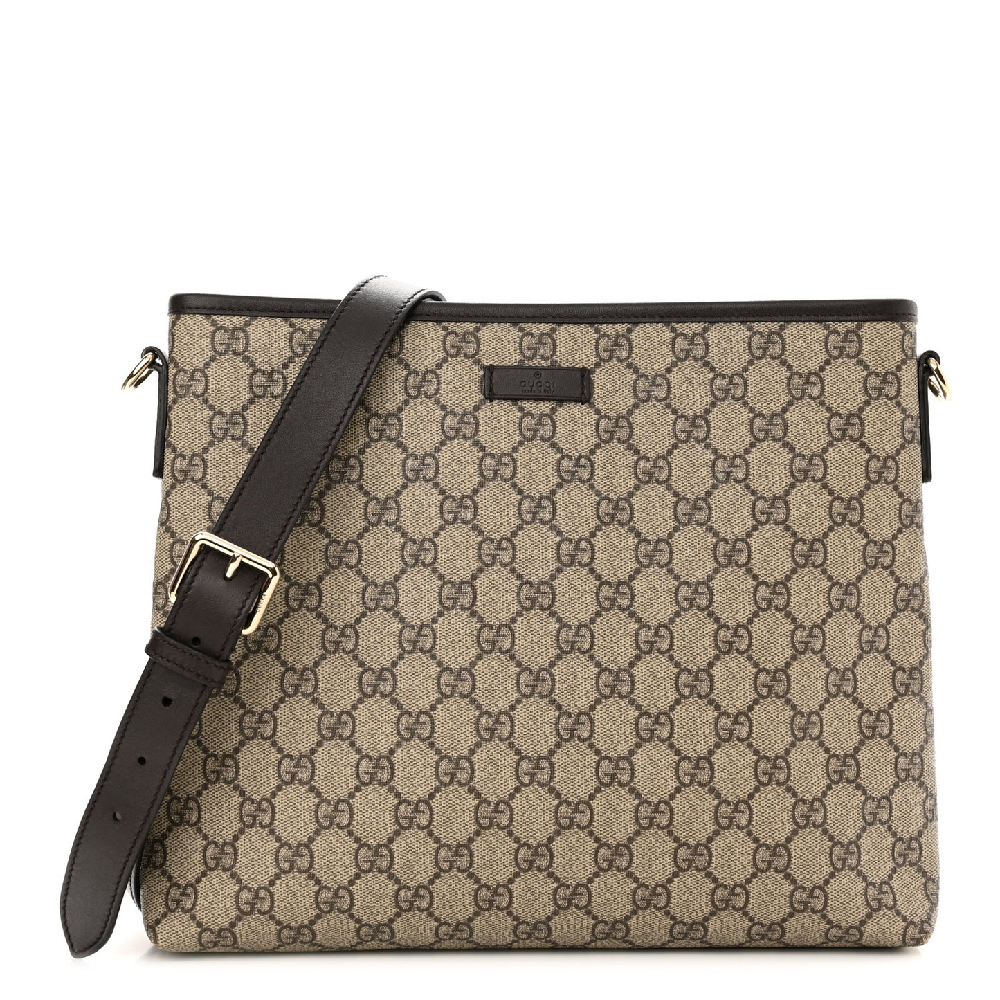 GG Plus Monogram Medium Flat Messenger Bag Dark Brown