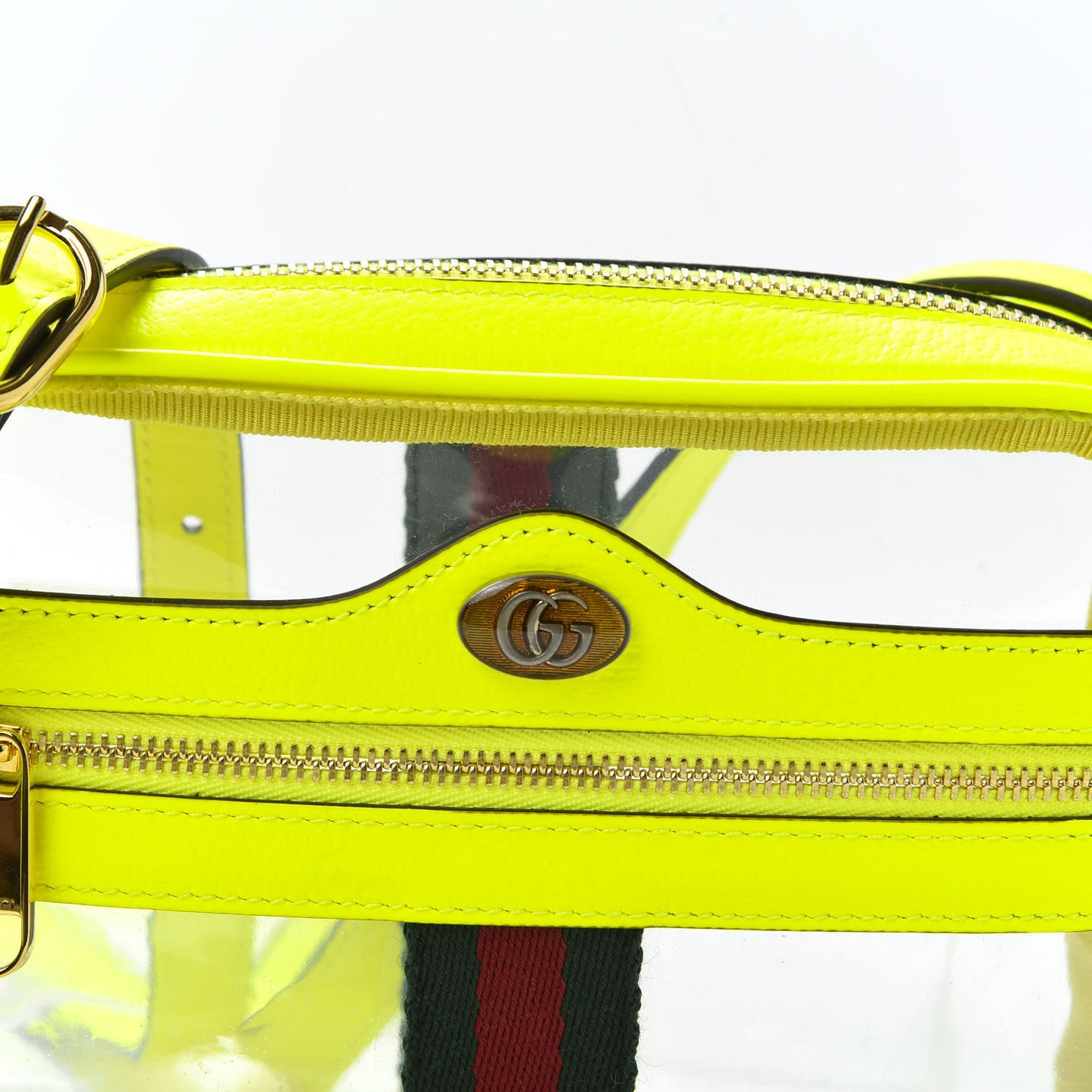 Vinyl Web Mini Ophidia Transparent Shoulder Bag Yellow Fluo