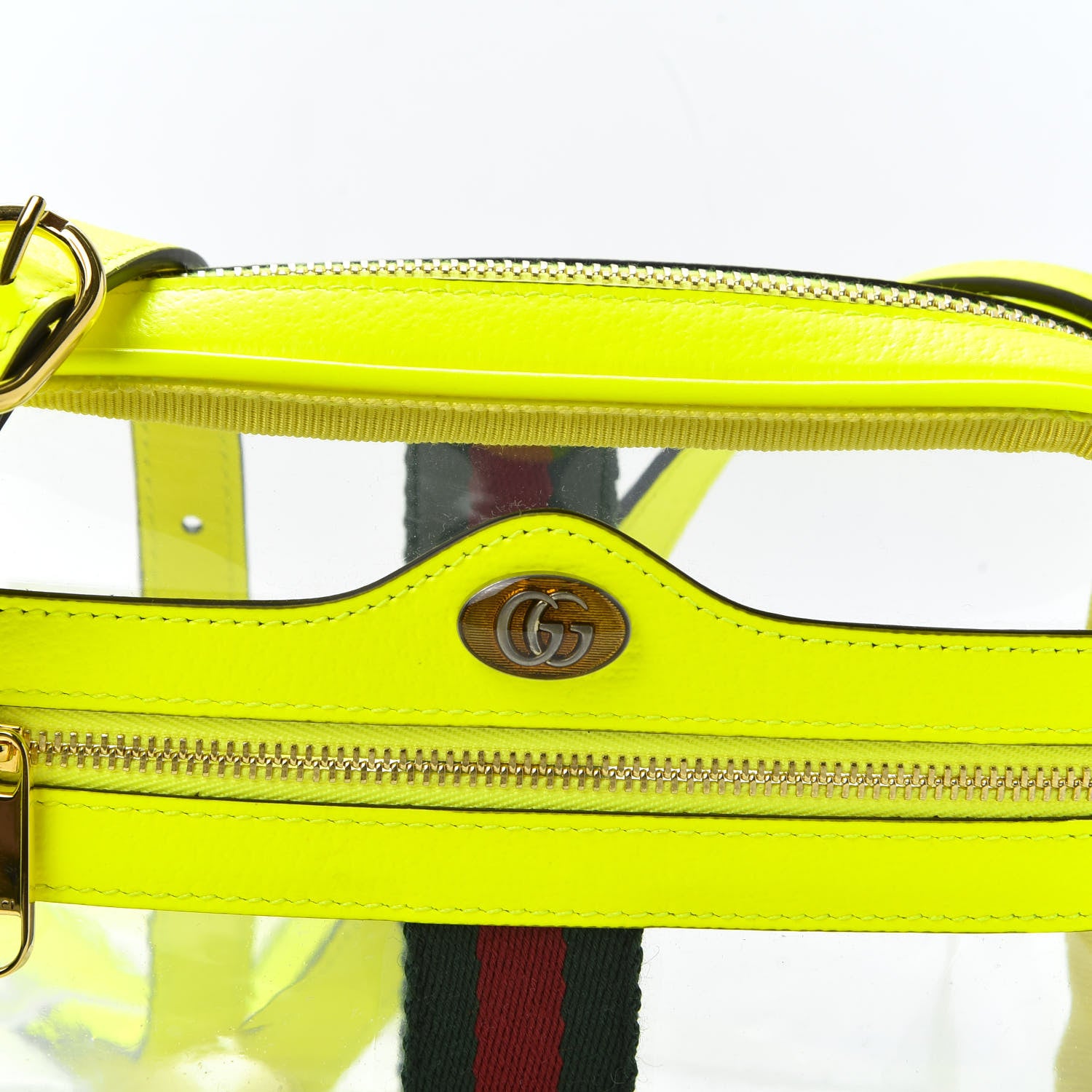 Gucci Vinyl Web Mini Ophidia Transparent Shoulder Bag Yellow Fluo 8 of 9