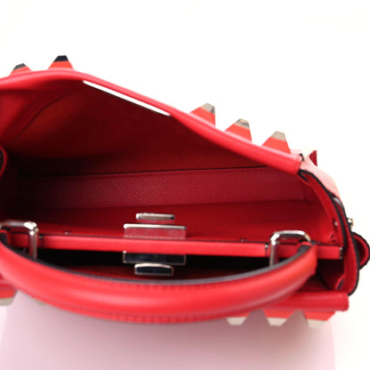 Fendi Vitello Seta Studded Medium Peekaboo Iconic Satchel Fiamma 8 of 10