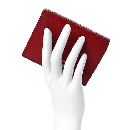 Gucci Pebbled Calfskin GG Marmont Card Case Hibiscus Red 2 of 7