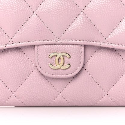 Chanel Caviar Quilted Large Gusset Flap Wallet Light Pink 9 of 10