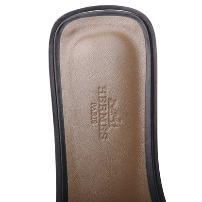 Hermes Box Calfskin Oran Sandals 39 Black 6 of 9