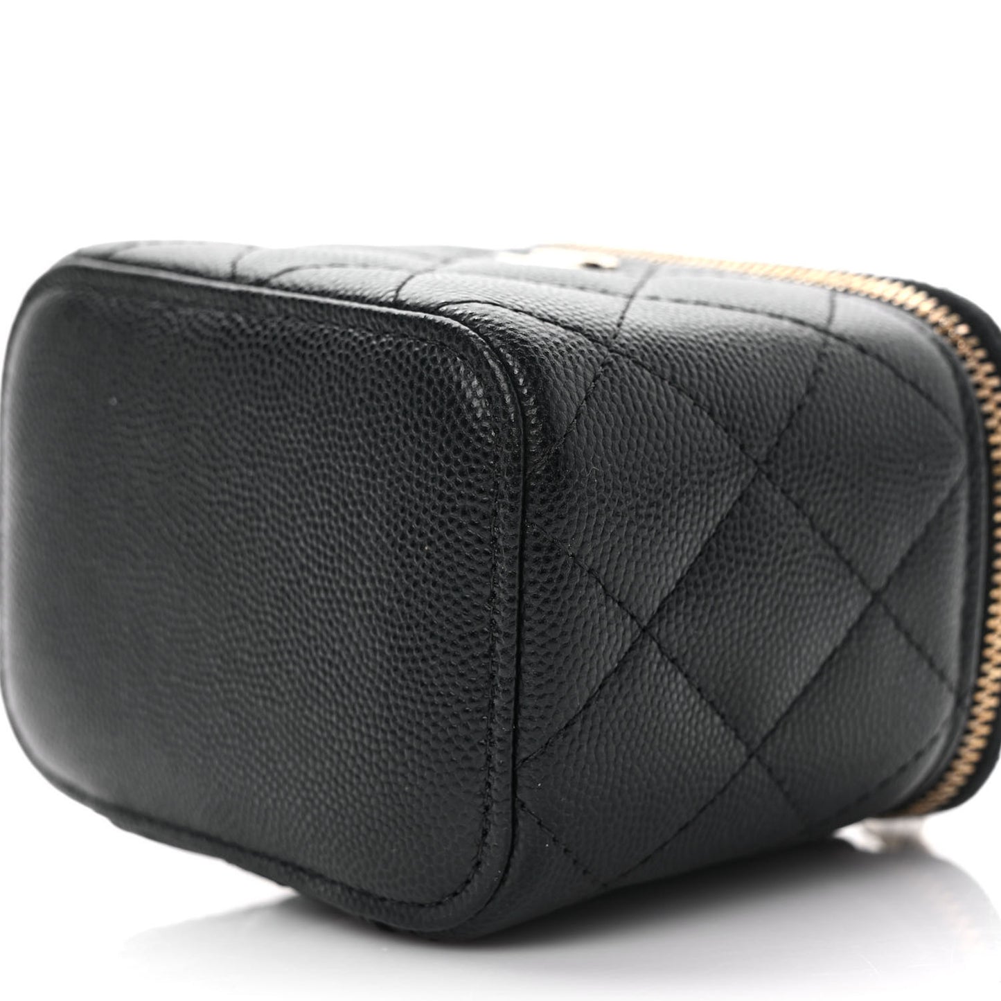 Caviar Quilted Mini Vanity Case With Chain Black