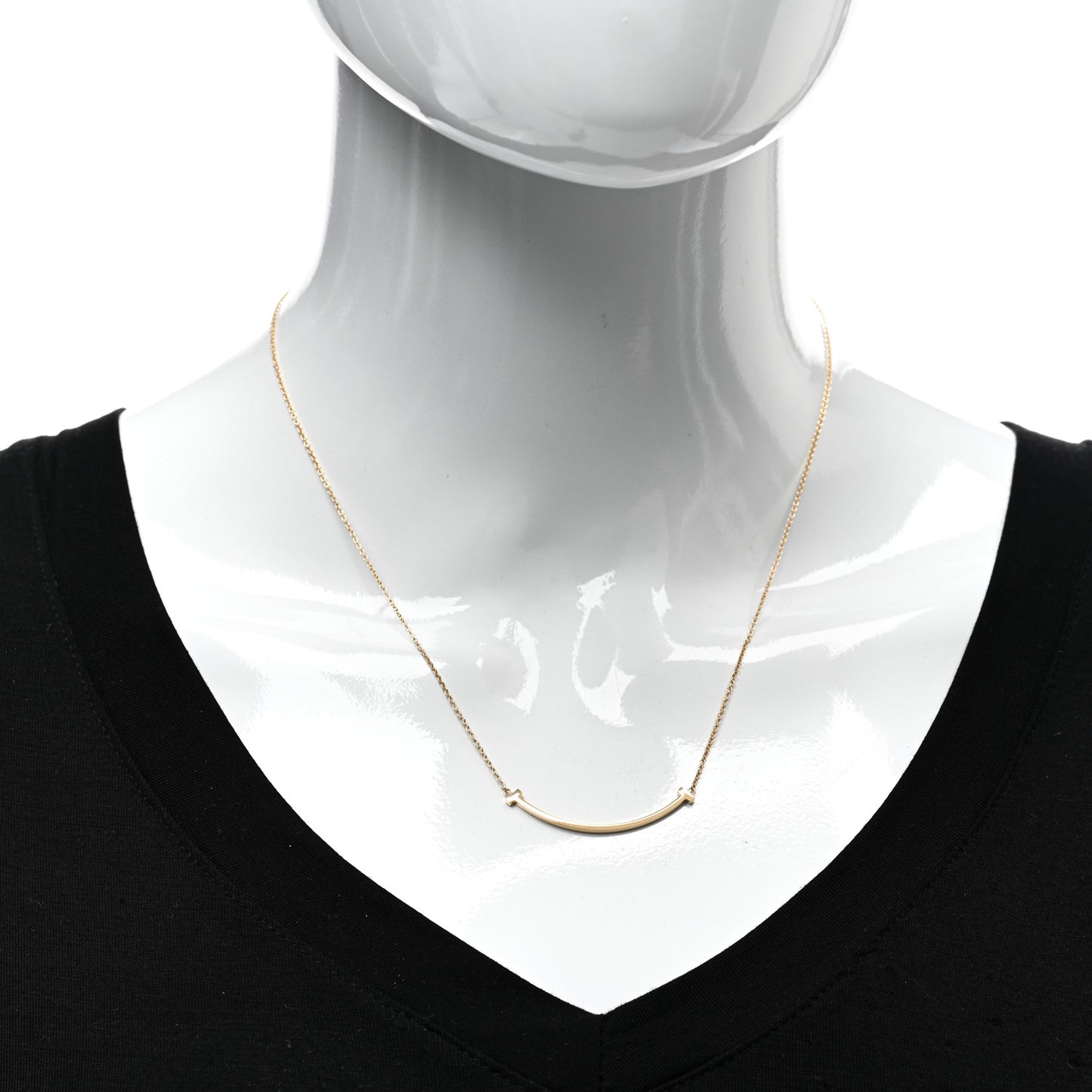 18K Yellow Gold Small T Smile Pendant Necklace
