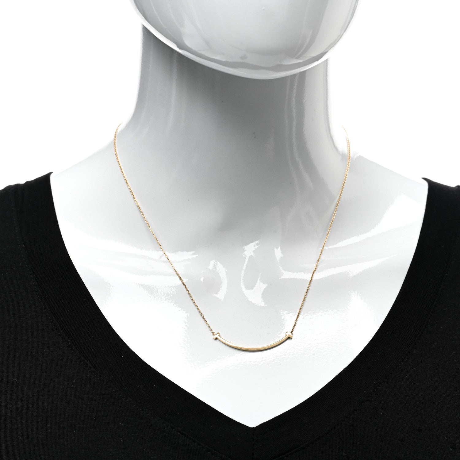 Tiffany 18K Yellow Gold Small T Smile Pendant Necklace 2 of 5