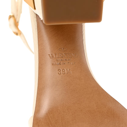 Valentino Garavani Grained Calfskin Roman Stud Ankle Strap 75mm Sandals 39.5 Light Ivory 6 of 9