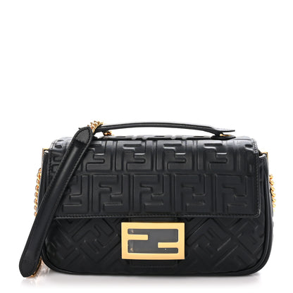 Fendi Nappa Small FF Embossed Midi Chain Baguette Black 1 of 10