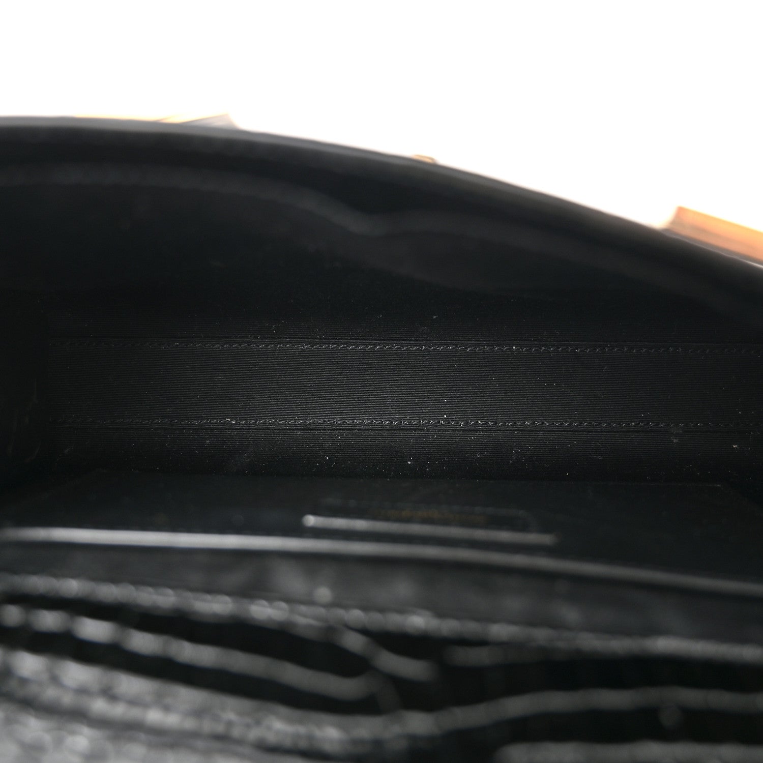 Saint Laurent Shiny Calfskin Crocodile Embossed Small Manhattan Baguette Black 5 of 9