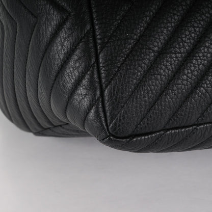 Chanel Deerskin Chevron Large CC Chain Bucket Drawstring Bag Black 11 of 12