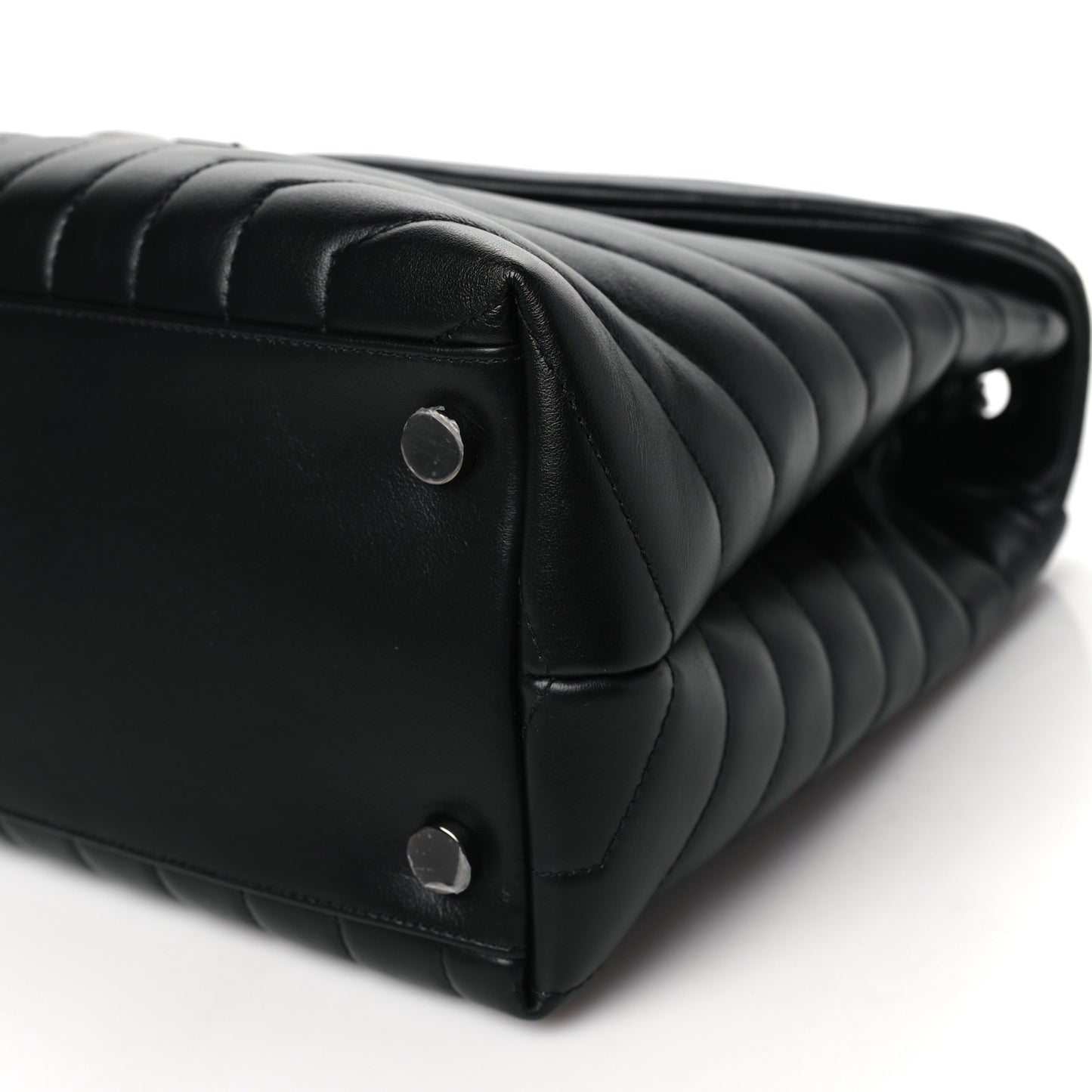 Calfskin Y Quilted Monogram Monochrome Large Loulou Chain Satchel Black