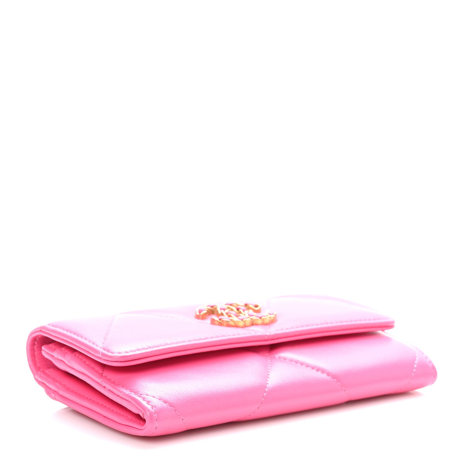 Chanel Lambskin Quilted Chanel 19 Flap Wallet Dark Pink 4 of 8