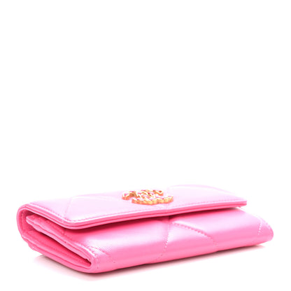 Chanel Lambskin Quilted Chanel 19 Flap Wallet Dark Pink 4 of 8