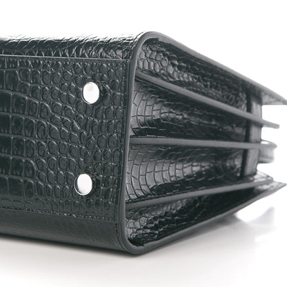 Saint Laurent Calfskin Crocodile Embossed Baby Sac De Jour Dark Leaf 7 of 9