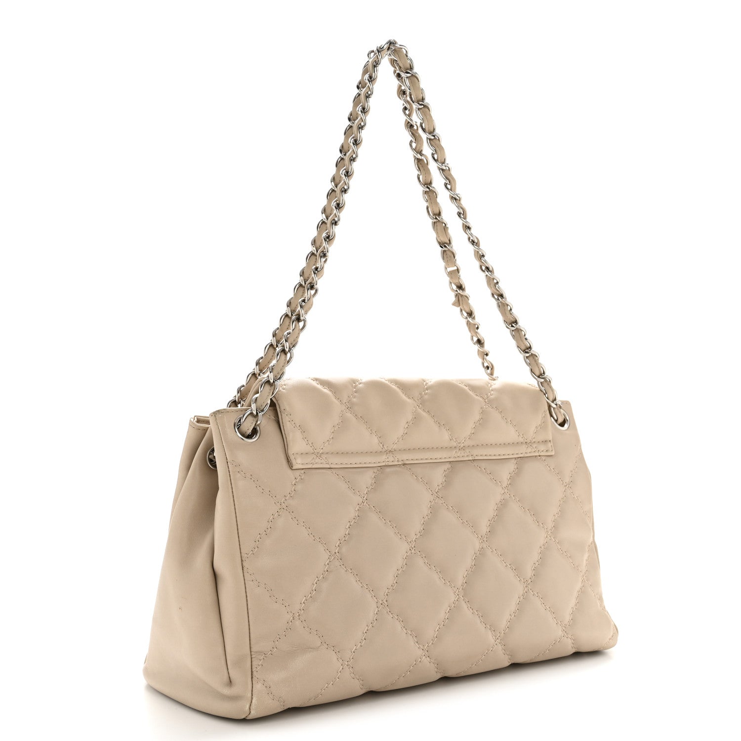 Chanel Calfskin Double Stitch Large Hamptons Flap Bag Beige 3 of 14