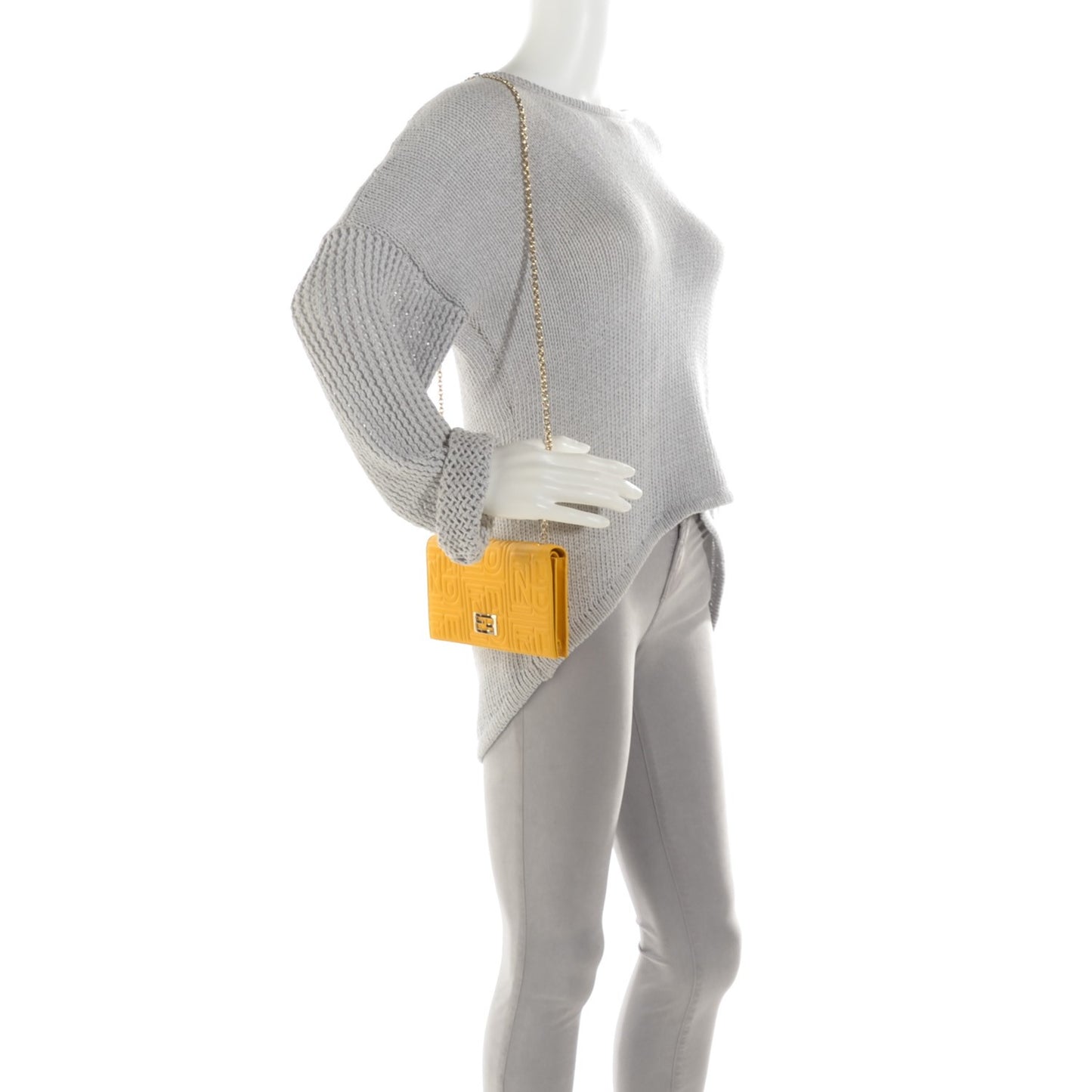 Nappa Logo Embossed Long Wallet On Chain Lemon Giallo