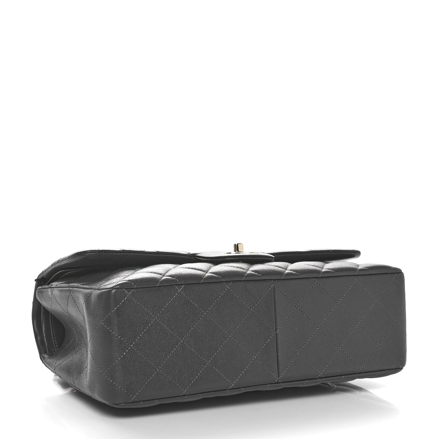 Caviar Quilted Jumbo Double Flap Dark Grey