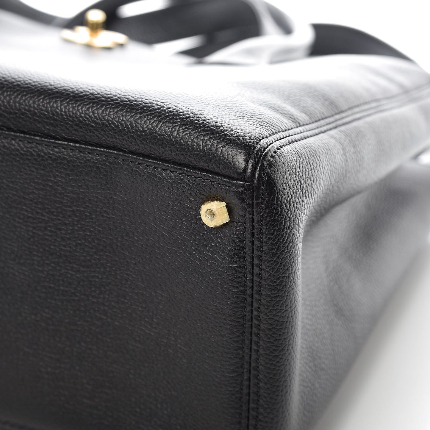 Calfskin Cerf Executive Shopper Tote Black