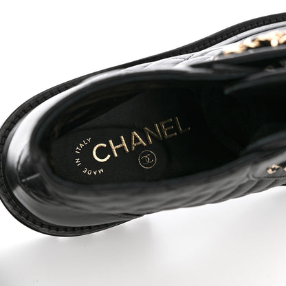 Chanel Shiny Lambskin Quilted Lace Up Combat Boots 38.5 Black 7 of 12