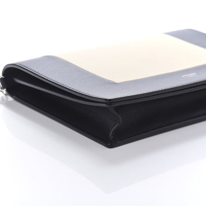 Celine Smooth Lambskin Frame Evening Chain Clutch Beige Black 6 of 9