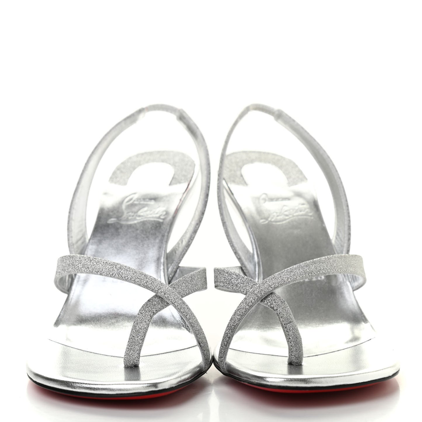Glitter Calfskin Taralita 85 Thong Sandals 39 Silver