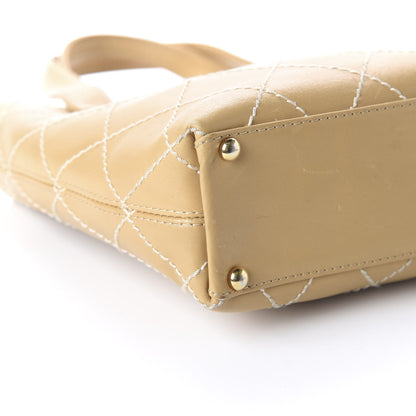 Chanel Calfskin Quilted Surpique Stitch Small Tote Beige 6 of 10