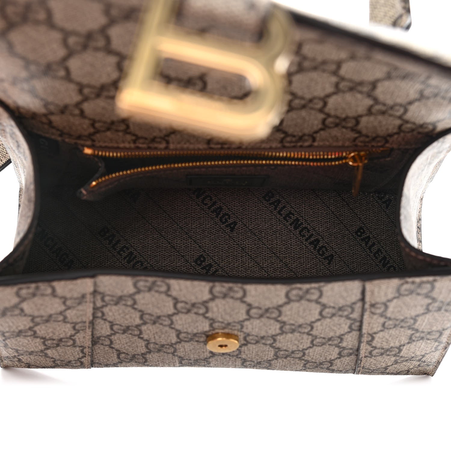 Balenciaga X GUCCI GG Supreme Monogram Small Hourglass Top Handle Bag Beige Ebony 5 of 9