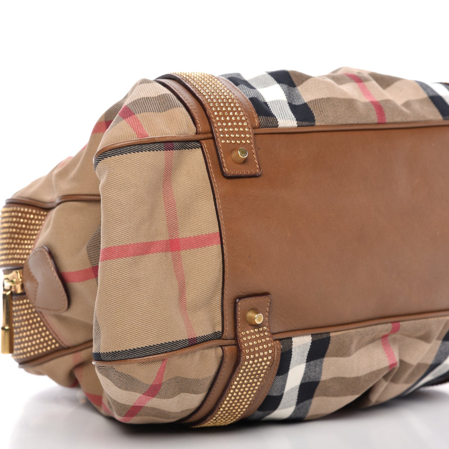 House Check Studded Knight Satchel Brown