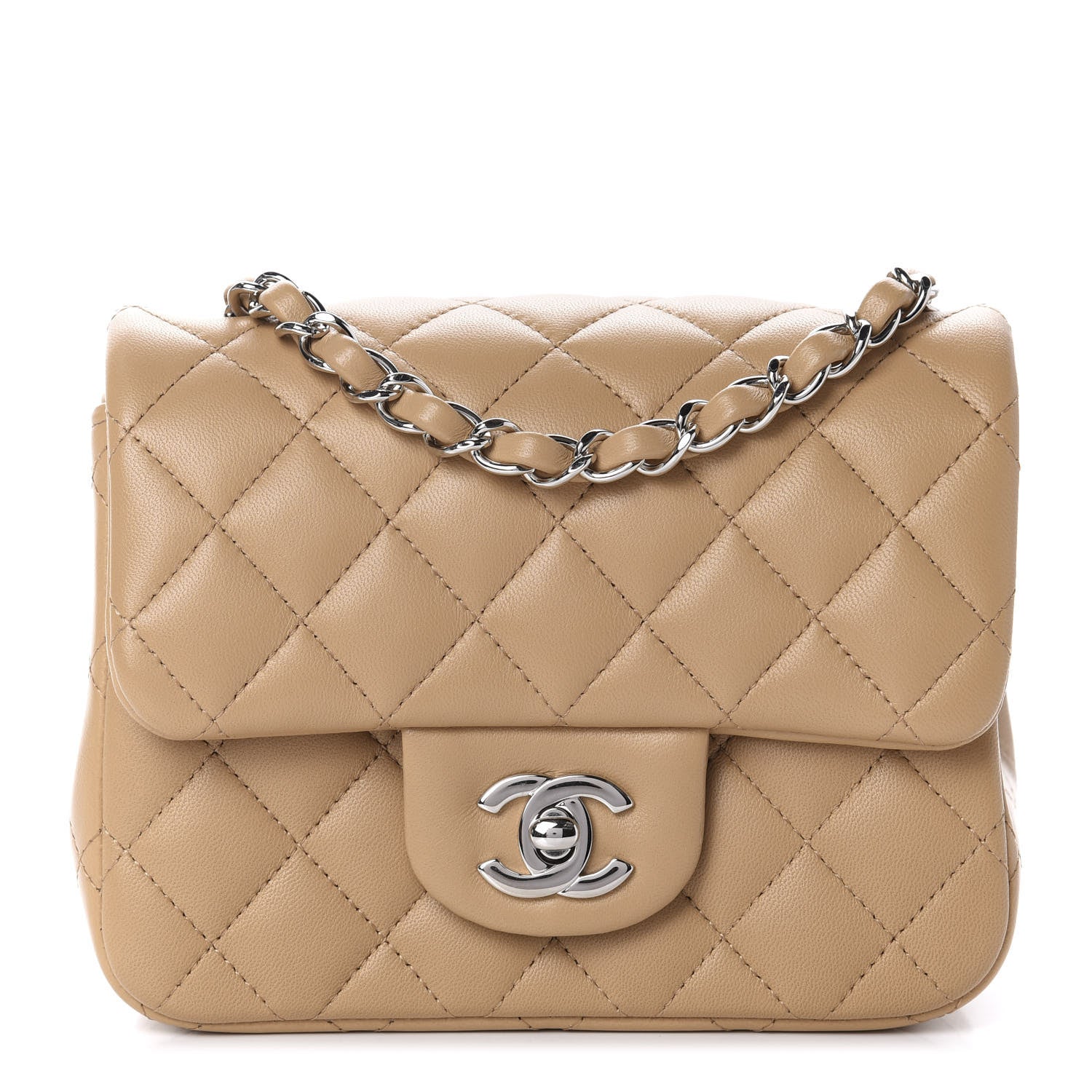Chanel Lambskin Quilted Mini Square Flap Beige 1 of 11