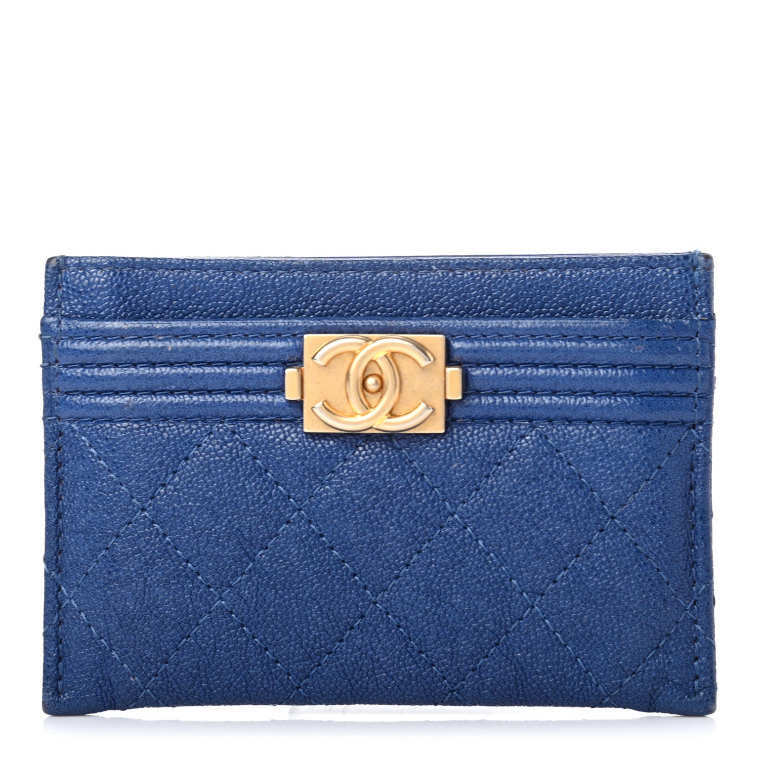 Chanel Caviar Quilted Boy Card Holder Blue 1 of 8
